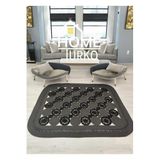 Home Turko Bohem Tasarım Jüt Moderin Desenli Çift Taraflı Kare-Dikdörtken Hasır Kilim Halı Paspas Ev Eşyası 100 x 120 ANTRASİT-GRİ
