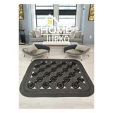 Home Turko Bohem Tasarım Jüt Moderin Desenli Çift Taraflı Kare-Dikdörtken Hasır Kilim Halı Paspas Ev Eşyası 100 x 140 ANTRASİT-GRİ