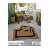 Home Turko Jüt, Banyo Paspas Takımı, Çeyizlik banyo paspası, Bohem Banyo Paspas Takımı, Hediyelik Ev Eşyası Hasır-Siyah