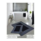 Home Turko Jüt, Banyo Paspas Takımı, Çeyizlik banyo paspası, Bohem Banyo Paspas Takımı, Hediyelik Ev Eşyası Siyah-Beyaz