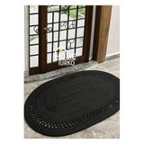 Home Turko Jüt, Desenli Kapı Önü, Paspas, Banyo Paspası, Balkon Paspası/Hediyelik, Ev Eşyası. Siyah 60 x 100, Paspas-B4-60x100