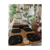 Home Turko Jüt, Hasır, Amerikan Servis Takımı, Çeyizlik Masa Örtüsü, Tabak Altlığı, Supla Takımı Sepetli Set Siyah Kapaklı