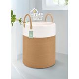 Home Turko Jüt Hasır Banyo Kirli Sepeti- Oyuncak Sepeti 40 X 35 CM Katlanabilir Özellikli Jüt İp Malzeme - İki Renkli