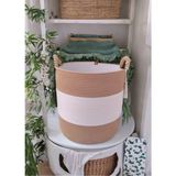 Home Turko Jüt Hasır Banyo Kirli Sepeti - Oyuncak Sepeti - Jüt-Beyaz Çizgili