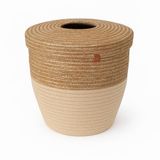 Home Turko Jüt, Hasır, Çöp Kovası, Mutfak Çöp Kovası, Banyo Çöp Kovası, Doğal, Natürel, Jüt Kova, Modern Kova Gri-Krem