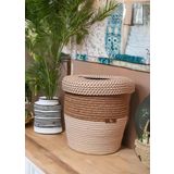 Home Turko Jüt, Hasır, Çöp Kovası, Mutfak Çöp Kovası, Banyo Çöp Kovası, Doğal, Natürel, Jüt Kova, Modern Kova Kırmızı-Krem