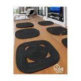 Home Turko Jüt, Hasır, Dekoratif, Amerikan Servis Takımı, Çeyizlik Masa Örtüsü, Tabak Altlığı, Supla Takımı Siyah 33 x 33, KareSupla-01C