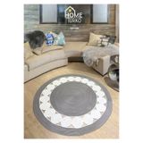 Home Turko Jüt, Hasır, Kilim, Paspas, Yolluk, Jüt Halı, Jüt Paspas, Dekoratif Çift Taraflı Bohem Tarzı Kilim 140 x 140 Gri-Beyaz