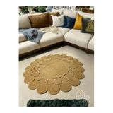 Home Turko JÜT HASIR PAPATYA ÇİÇEK DESENLİ KİLİM HALI EV DEKORASYONU HEDİYELİK EV EŞYASI BOHO KİLİM 100 x 100 HASIR