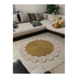 Home Turko Jüt Hasır Papatya Çiçek Desenli Kilim Halı Ev Dekorasyonu Hediyelik Ev Eşyası Boho Kilim 100 x 100 KIRÇIL-HASIR