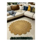 Home Turko JÜT HASIR PAPATYA ÇİÇEK DESENLİ KİLİM HALI EV DEKORASYONU HEDİYELİK EV EŞYASI BOHO KİLİM 90 x 90 HASIR