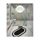 Home Turko Jüt, Hasır, Paspas, Banyo Paspası, Banyo Paspas Takımı Banyo Sepeti, Düzenleyici Banyo Paspası 60 x 100 SİYAH-BEYAZ