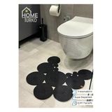 Home Turko Jüt, Hasır, Paspas, Banyo Paspası, Klozet Önü Paspası, Klozet Paspas, Çift Taraflı Siyah 40 x 60, Paspas-U3