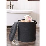 Home Turko Jüt Kapaklı Çamaşır Sepeti 40 X 35 CM Katlanabilir Kullanım İçin Şık Çözüm - Siyah