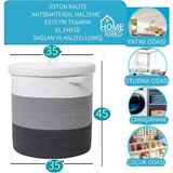 Home Turko Jüt Kapaklı Kulplu Çamaşır Sepeti Katlanabilir Tasarım 40 X 35 CM Doğal Malzeme - Üç Renkli