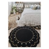 Home Turko Jüt Kilim, Paspas, Mutfak Halısı, Banyo Paspası, Kilim, Halı, Oturma Odası Halısı, Balkon Paspası 100 x 100 SİYAH
