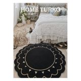 Home Turko Jüt Kilim, Paspas, Mutfak Halısı, Banyo Paspası, Kilim, Halı, Oturma Odası Halısı, Balkon Paspası 200 x 200 SİYAH