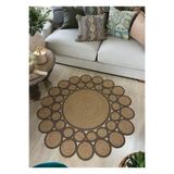 Home Turko JÜT PAPATYA KIRÇIL DESENLİ DESENLİ ÇİFT TARAFLI KİLİM EL DOKUMASI HALI EV EŞYASI HEDİYELİK 100 x 100 HASIR-SİYAHKIRÇIL