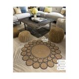Home Turko JÜT PAPATYA KIRÇIL DESENLİ DESENLİ ÇİFT TARAFLI KİLİM EL DOKUMASI HALI EV EŞYASI HEDİYELİK 80 x 80 HASIR-SİYAHKIRÇIL