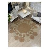 Home Turko JÜT PAPATYA KIRÇIL DESENLİ DESENLİ ÇİFT TARAFLI KİLİM EL DOKUMASI HALI EV EŞYASI HEDİYELİK 90 x 90 HASIR-BEYAZKIRÇIL