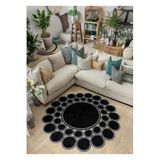 Home Turko JÜT PAPATYA KIRÇIL DESENLİ DESENLİ ÇİFT TARAFLI KİLİM EL DOKUMASI HALI EV EŞYASI HEDİYELİK 90 x 90 SİYAH-BEYAZKIRÇIL
