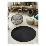 Home Turko Jüt Paspas, Kilim, Halı, Kapı Önü Paspas, Yuvarlak Paspas, Mutfak Paspası, Banyo Paspası, Hediyelik 100 x 100 Siyah
