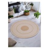 Home Turko Jüt Paspas, Kilim, Halı, Kapı Önü Paspas, Yuvarlak Paspas, Mutfak Paspası, Banyo Paspası, Hediyelik 200 x 200 JÜT-BEYAZ KIRÇIL