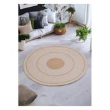 Home Turko Jüt Paspas, Kilim, Halı, Kapı Önü Paspas, Yuvarlak Paspas, Mutfak Paspası, Banyo Paspası, Hediyelik 90 x 90 JÜT-BEYAZ KIRÇIL