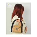 Home Turko Mini Jüt Hasır Portföy Clutch El Çantası, Kadın Çantası, Jüt Boho Çanta, Hasır-Siyah