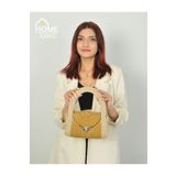 Home Turko Mini Jüt Hasır Portföy Clutch El Çantası, Kadın Çantası, Jüt Boho Çanta, Jüt Beyaz