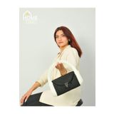 Home Turko Mini Jüt Hasır Portföy Clutch El Çantası, Kadın Çantası, Jüt Boho Çanta, Siyah-Beyaz