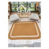 Home Turko Minimalist Jüt Moderin Desenli Çift Taraflı Kare-Dikdörtken Hasır Kilim Halı Paspas Ev Eşyası 80 x 100 HASIR-BEJ
