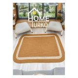 Home Turko Minimalist Jüt Moderin Desenli Çift Taraflı Kare-Dikdörtken Hasır Kilim Halı Paspas Ev Eşyası 80 x 120 HASIR-BEJ