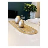 Home Turko Moderin Doğal Jüt, Desenli, Bej Trikotlu, Amerikan Servis, Masa, Sehpa Örtüsü Runner. 35x100 Bej-Trikotlu-Hasır