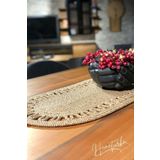Home Turko Moderin Doğal Jüt, Desenli, Hasır, Amerikan Servis, Masa, Sehpa Örtüsü Runner. 35x100 JÜT HASIR