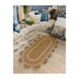 Home Turko Moderin Hasır, Jüt Desenli, Naturel - Jüt Dekoratif Kilim, Paspas, Banyo Paspası, Balkon Paspası 100 x 150 Hasır Jüt Beyaz