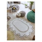 Home Turko Moderin Hasır, Jüt Desenli, Naturel - Jüt Dekoratif Kilim, Paspas, Banyo Paspası, Balkon Paspası 100 x 200 beyaz