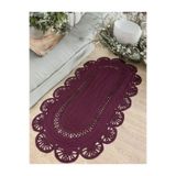 Home Turko Moderin Hasır, Jüt Desenli, Naturel - Jüt Dekoratif Kilim, Paspas, Banyo Paspası, Balkon Paspası 100 x 200 Mürdüm