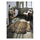 Home Turko Moderin Hasır, Jüt Desenli, Naturel - Jüt Dekoratif Kilim, Paspas, Banyo Paspası, Balkon Paspası 150 x 150 jüt