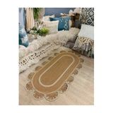 Home Turko Moderin Hasır, Jüt Desenli, Naturel - Jüt Dekoratif Kilim, Paspas, Banyo Paspası, Balkon Paspası 60 x 100 Hasır Jüt Beyaz