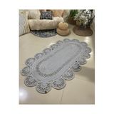 Home Turko Moderin Hasır, Jüt Desenli, Naturel - Jüt Dekoratif Kilim, Paspas, Banyo Paspası, Balkon Paspası 75 x 110 gri