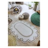 Home Turko Moderin Hasır, Jüt Desenli, Naturel - Jüt Dekoratif Kilim, Paspas, Banyo Paspası, Balkon Paspası 80 x 150 beyaz