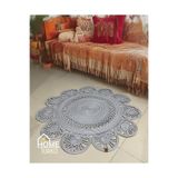 Home Turko Moderin Hasır, Jüt Desenli, Naturel - Jüt Dekoratif Kilim, Paspas, Banyo Paspası, Balkon Paspası 80 x 80 gri