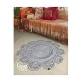 Home Turko Moderin Hasır, Jüt Desenli, Naturel - Jüt Dekoratif Kilim, Paspas, Banyo Paspası, Balkon Paspası 90 x 90 gri