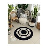Home Turko Moderin, Hasır, Jüt Desenli, Naturel, Jüt Dekoratif, Kilim, Salon,mutfak Halısı Hediyelik, Ev Eşyası 80 x 80 Siyah