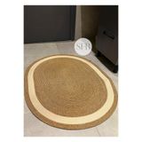 Home Turko Moderin, Hasır, Jüt, Naturel, Jüt Dekoratif, Kilim, Banyo, Salon, Mutfak Halısı Hediyelik, Ev Eşyası 60 x 90 Bej Şerit