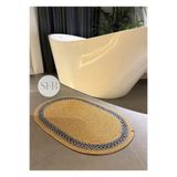 Home Turko Moderin, Hasır, Jüt, Naturel, Jüt Dekoratif, Kilim, Banyo, Salon, Mutfak Halısı Hediyelik, Ev Eşyası 60 x 90 Gri Desenli
