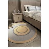 Home Turko Moderin Hasır, Yuvarlak, Desenli Naturel Jüt Gri Kilim, Mutfak,salon Halısı/hediyelik, Ev Dekoru 90 x 90 bej-gri
