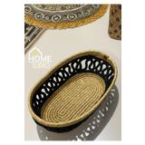 Home Turko Natural, Jüt, Desenli, Sepet, Dolap Içi, Çocuk Odası, Düzenleyici, Saklama Sepeti, Ekmek Sepeti, Hasır-Siyah