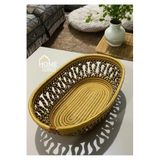 Home Turko Natural, Jüt, Desenli, Sepet, Dolap Içi, Çocuk Odası, Düzenleyici, Saklama Sepeti, Ekmek Sepeti, Siyah-Jüt